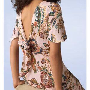 Anthropologie Pink Floral Maxi Dress